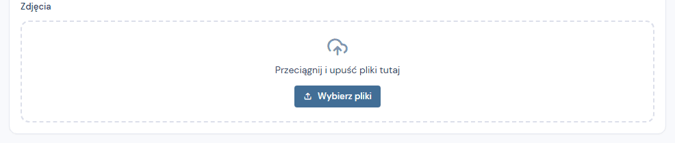 Otwarte okno wgrywania zdjęć ze strefą przeciągnij i upuść, ramka na strefie upuszczania.