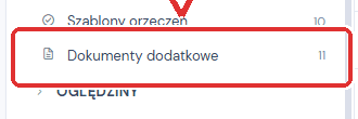 Pozycja Dokumenty dodatkowe w rozwiniętym drzewku biblioteki
