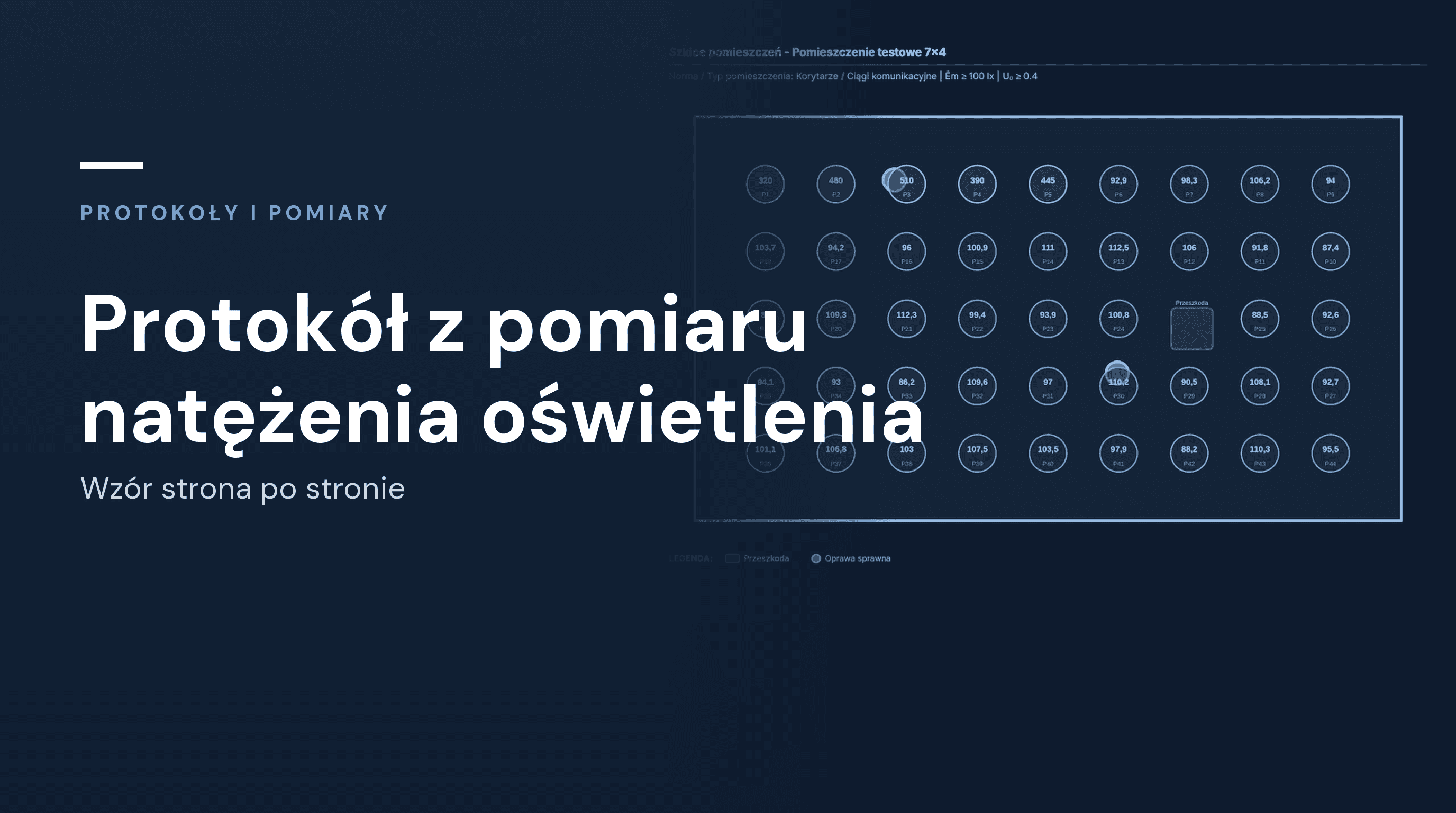 Protokol z pomiaru natezenia oswietlenia, wzor strona po stronie